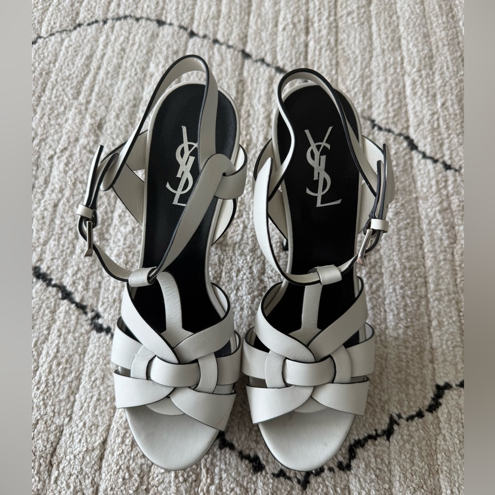 SAINT LAURENT TRIBUTE WHITE 105 HEELS SIZE 37